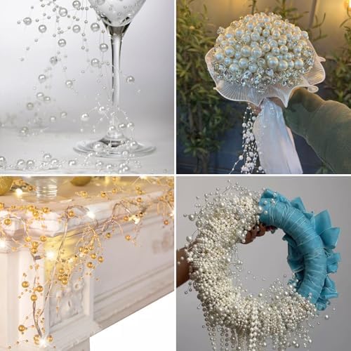 98ft 8mm 3mm ivory faux pearl beads string, package contents