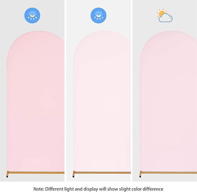 SoarDream 7.2FT Wedding Arch Cover Pink Spandex Fitted Wedding Arch Stand Covers Fitted for Round Top Chiara Arch Cover Fabric Stretchy Backdrop for Bridal Baby Shower Birthday Party Balloon Decor
