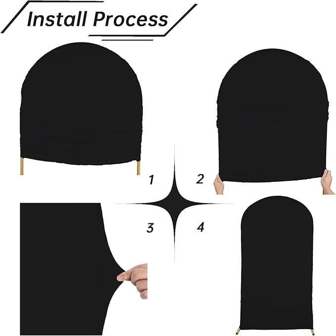 bricia Wedding Arch Backdrop Stand Cover, 6FT Double Sided Stretchy Arch Cover Fitted Wedding Birthday Party Banquet Decoration (Black 72''Lx31.2''W)