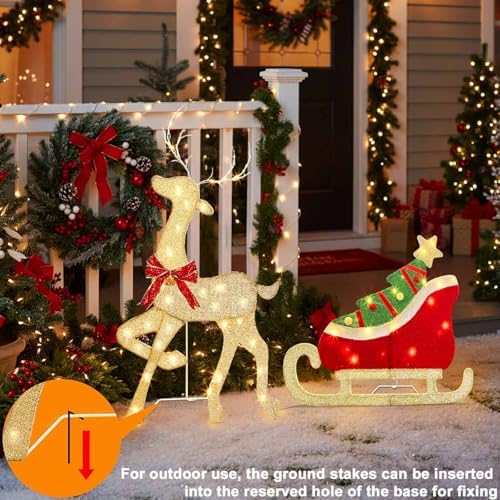 eambrite christmas decorations outdoor, 42 inch christmas reindeer on a desk or shelf