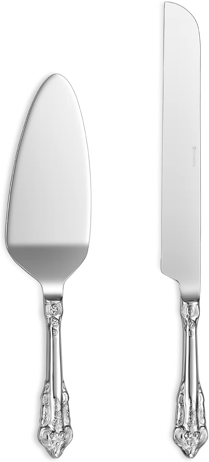 KEAWELL Gorgeous 18/10 Wedding Cake Knife & Server Set (Silver)