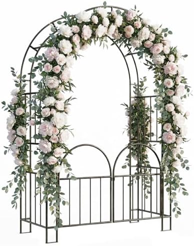7ft garden arbor with gate, garden arch trellis, main product view