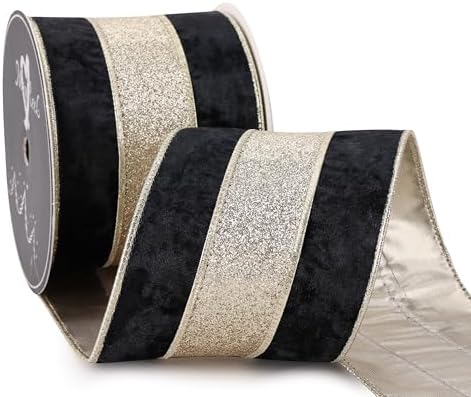 mayreel black crushed velvet ribbon wired 4 inch, view 9