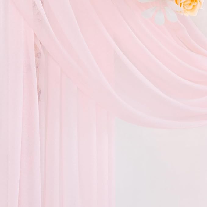 Pink Wedding Arch Draping Fabric 29" x 20 FT Blush Drapes for Backdrop Sheer Curtains Wedding Drapes for Romantic Bridal Baby Shower Decorations Ceremony Birthday Party Fall Outdoor Events