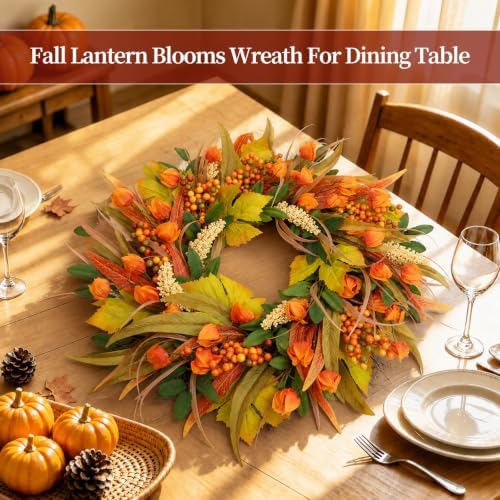 yangrass 24 inch fall harvest wreath for front, view 9