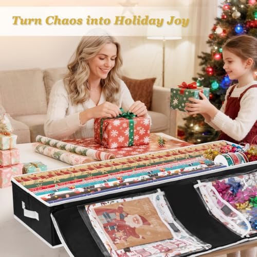 criusia gift wrapping paper organizer storage, durable underbed, close-up detail