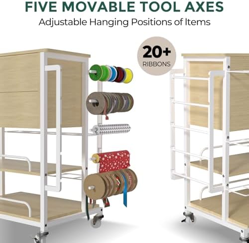 wrapping paper storage & organizer, craft cart with on a desk or shelf