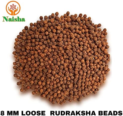 naisha 1001 pcs natural rudraksha beads, 8mm loose, front angle view