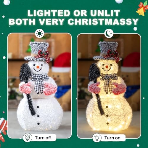 vingli 3ft lighted snowman christmas decorations outdoor indoor showing dimensions