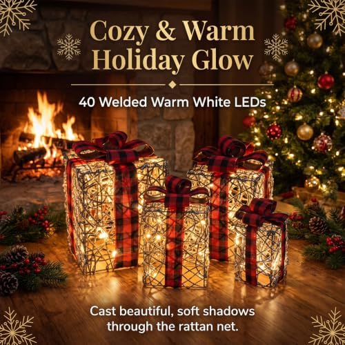 lighted box decorations outdoor – plug-in 40 led, close-up detail