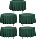 LTC LINENS 5 Pack 90 Inch Round Tablecloth Hunter Green - Wrinkle Resistant Table Cloth for Round Table -Washable Polyester Fabric Table Cover for Wedding, Party