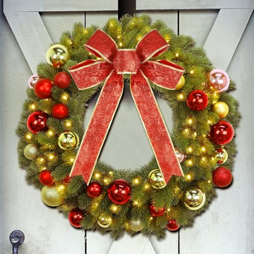 juegoal 21 inch pre-lit christmas wreath with metal, package contents
