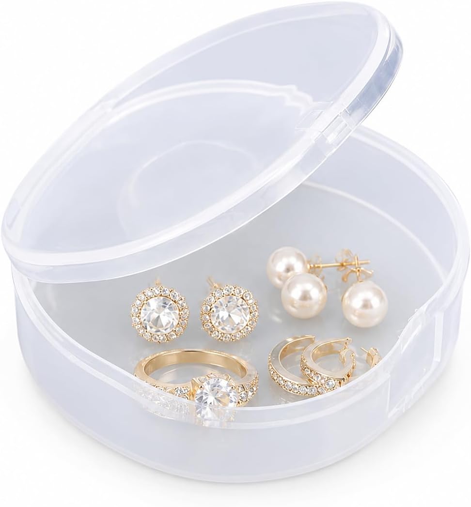 Clear Round Plastic Storage Container with Lid, Mini Small, Single Pack | Organizer for Beads, Jewelry, Cards, Crafts & Hobby Supplies
