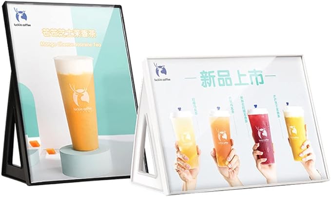 ABS Plastic Sign Holder，Menu Displays L Shape Sign Stand Vertical/Horizontal Use (Black A5 148×210mm/5.83×8.27inches)