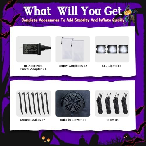 6ft rotating halloween inflatables outdoor witch, 360° swivel, package contents