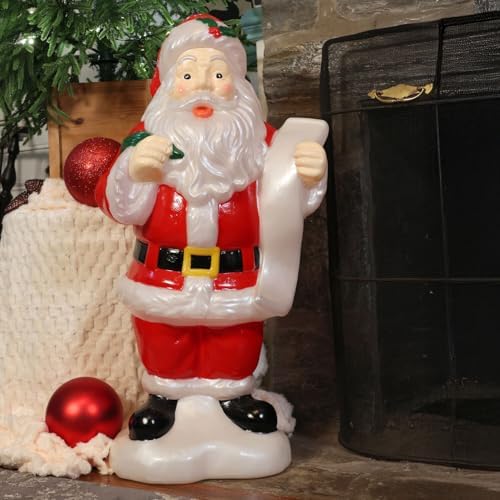 fraser hill farm 33” santa holding list blow, close-up detail
