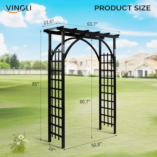 vingli 85in wooden arbor garden arch, wedding arch, close-up detail