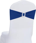 Joccun 120 PCS Spandex Chair Sashes Bows Stretch Chair Cover Band with Buckle Slider Universal Elastic Chair Ties for Wedding Banquet Party Event Decoration (Navy)