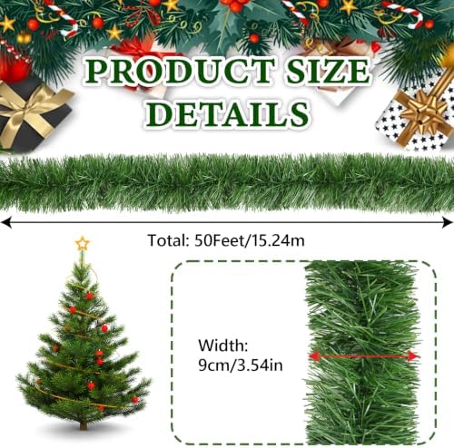total 200 ft green christmas garland decorations, christmas shown in use