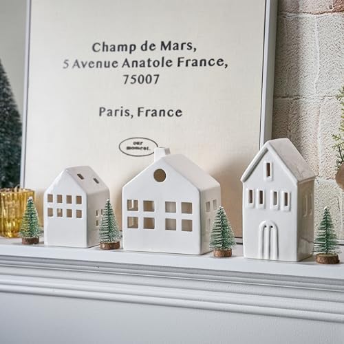 ceramic christmas village houses, white christmas houses with, view 9