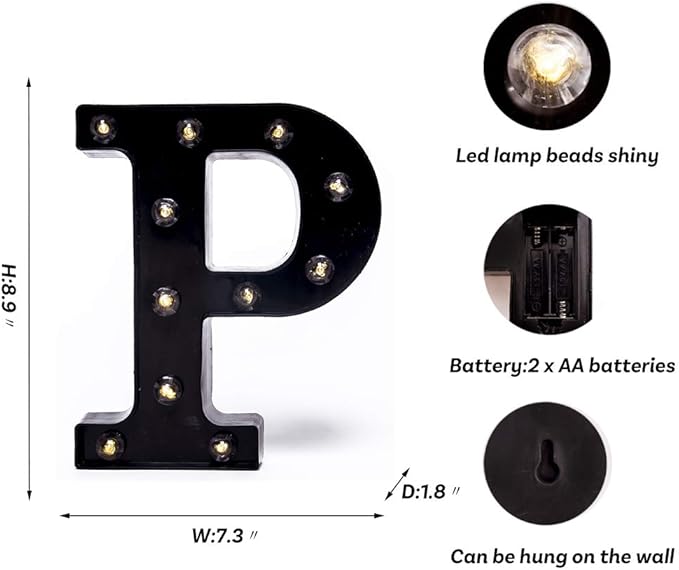 Foaky Black LED Marquee Number Lights Sign Light Up Marquee Number Lights Sign for Night Light Wedding Birthday Party Battery Powered Christmas Lamp Home Bar Decoration