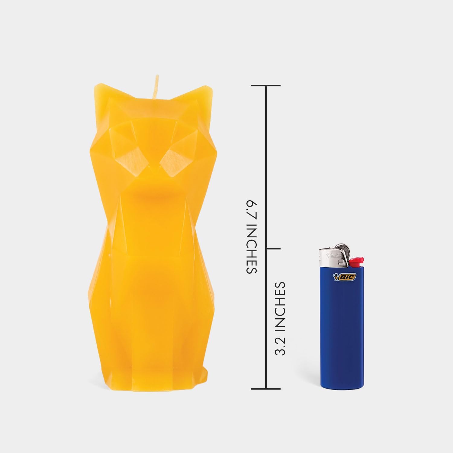 PyroPet Kisa Cat Candle (Mustard Yellow) - The Original Cat Candle with Metallic Skeleton | Halloween Decor | Unique Gift for Cat Lovers | 20-Hr Burn Time | Dimensions: 6.7x2.9x4.5 in
