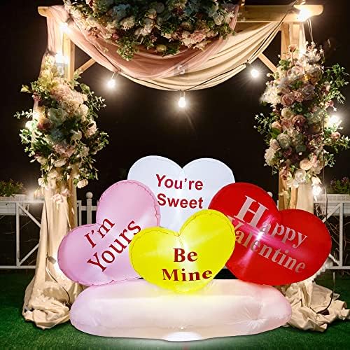 yofit 6 ft long valentine's day inflatable hearts, front angle view
