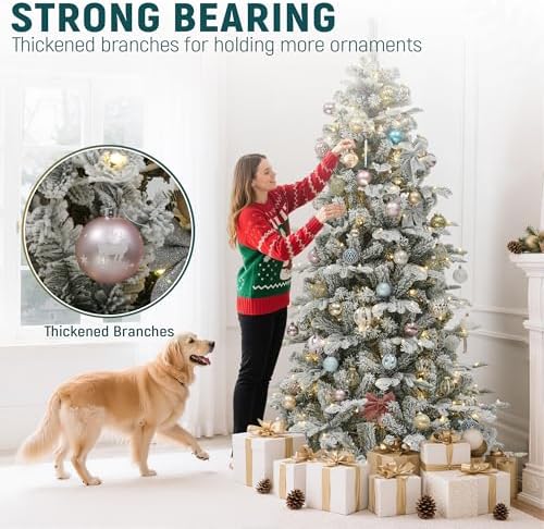 yitahome 7.5ft prelit natural layered flocked christmas tree on a desk or shelf