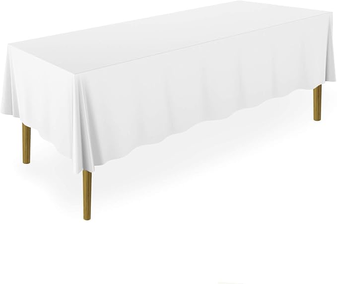 Lann's Linens - 10 Premium 60" x 126" Tablecloths for Wedding/Banquet/Restaurant - Rectangular Polyester Fabric Table Cloths - White