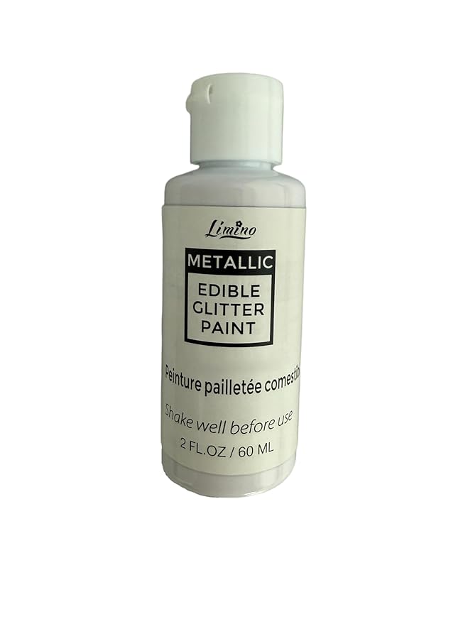 Edible Glitter Paint - 2 fl.oz Food Grade Metallic Glitter Cake Paint for Cake Decorating, Baking, Cupcakes - Shimmer Art Decorative Liquid Edible Paint Food Coloring for Fondant, Donuts (White)