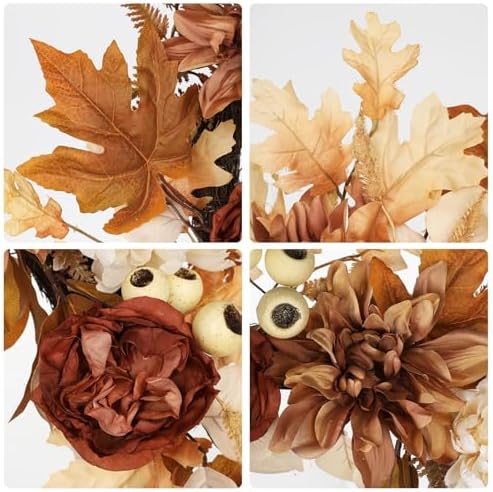 24 inch fall brown wreaths for front door, side view