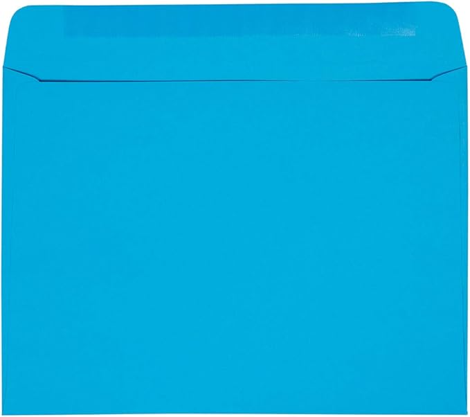 JAM PAPER 9 x 12 Booklet Colored Envelopes - Blue - 50/Pack