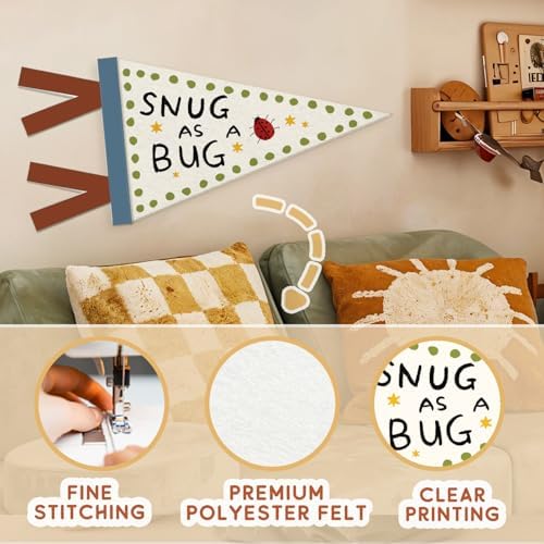 Kids Nursery Room Decor, Whimsical Ladybug Wall Pennant Flag Felt Banner, Ladybug Insect Wall Hanging Decor for Kids Boy Girl Nursery Toddler Room Bedroom Playroom