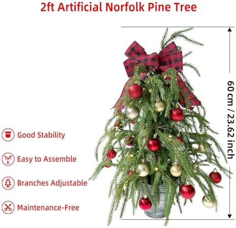hiptree 2ft pre-lit real touch norfolk mini christmas shown in use