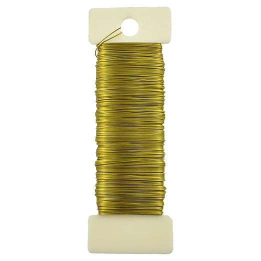 HAHIYO 26Gauge Golden Metal Floral Wire - 1 Roll, 38 Yards (115 Feet) - Flexible Paddle Wire for Craft, Christmas Wreath, Flower Arrangement, Bouquet Wrapping, Wedding, DIY