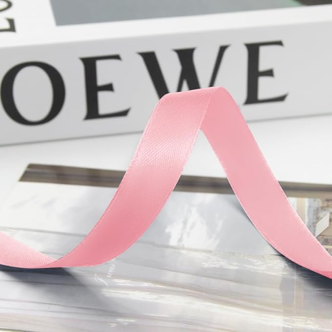 5/8 Inch 100 Yards Satin Ribbon Light Pink, Solid Color Fabric Ribbon for Gift Wrapping, Wedding, Polyester Gift Ribbon for Birthday Party Decoration, Craft, Hair, Floral, Sewing