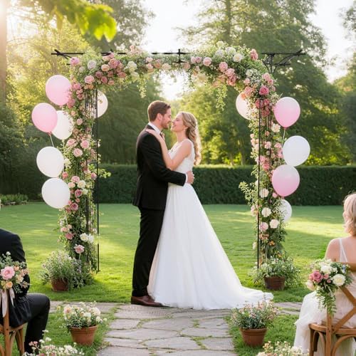 vingli garden arbor, arch archway for wedding ceremony, front angle view