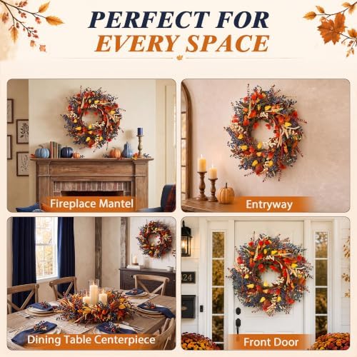 24" fall wreaths for front door, fall wreaths, package contents