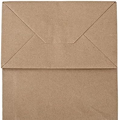 bagmad 100 Pack 8x4.75x10 Inch Plain Medium Paper Bags with Handles Bulk, Brown Kraft Craft Gift Bags, Grocery Shopping Retail Birthday Party Favors Wedding Sacks (Natural Brown, 100pcs)