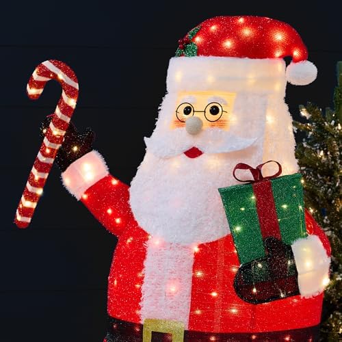 best choice products 5ft lighted pop-up santa, large, front angle view