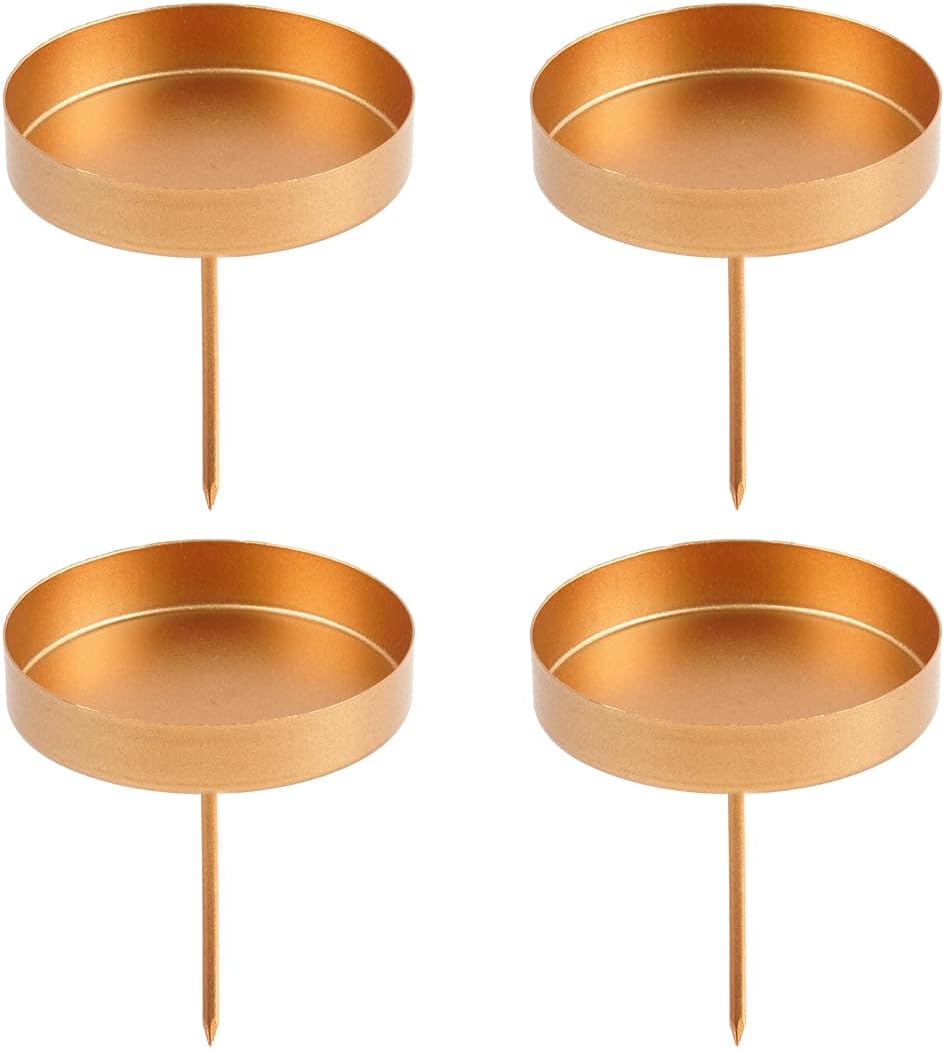 Gold Candle Holders Set of 4, 8 cm Christmas Advent Candlesticks, Candle Holders, Christmas Decoration, Metal Candle Holder, for Wreaths Garland Christmas Decoration