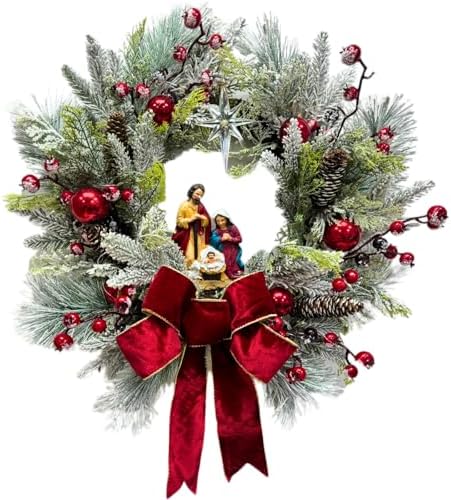 svndlyn 22 inch lighted christmas wreath with timer, main product view