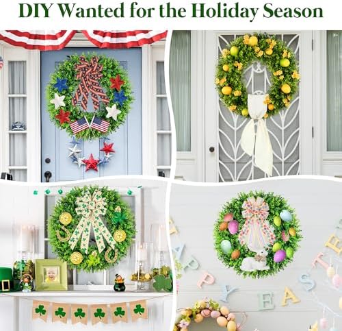 ddhs large boxwood wreath front door 24'' artificial, package contents