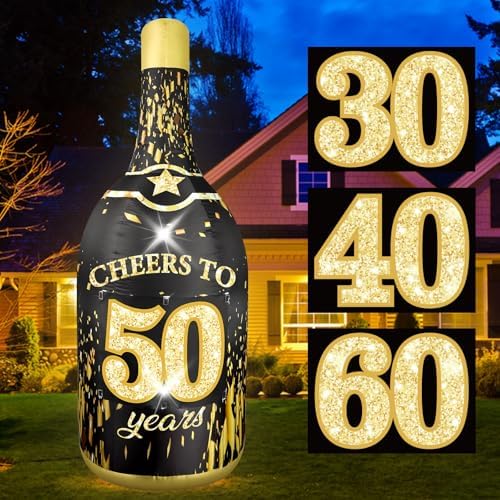 6ft 50th birthday inflatable outdoor champagne bottle decorations, main product view