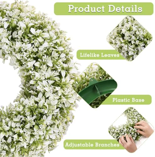 u'artlines 20 inch boxwood wreaths for front door, side view