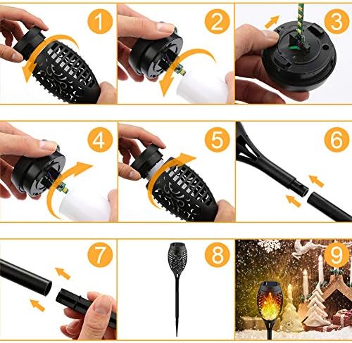 Kurifier Solar Lights Outdoor 12Pcs Solar Torch Light with Flickering Flame