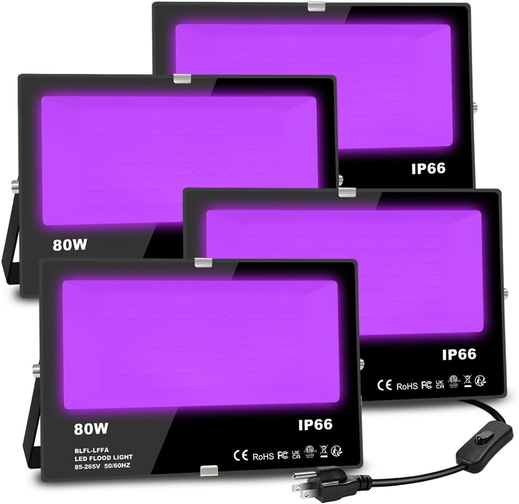 MELPO Black Light 80W Blacklight Flood Light Outdoor for Glow Party