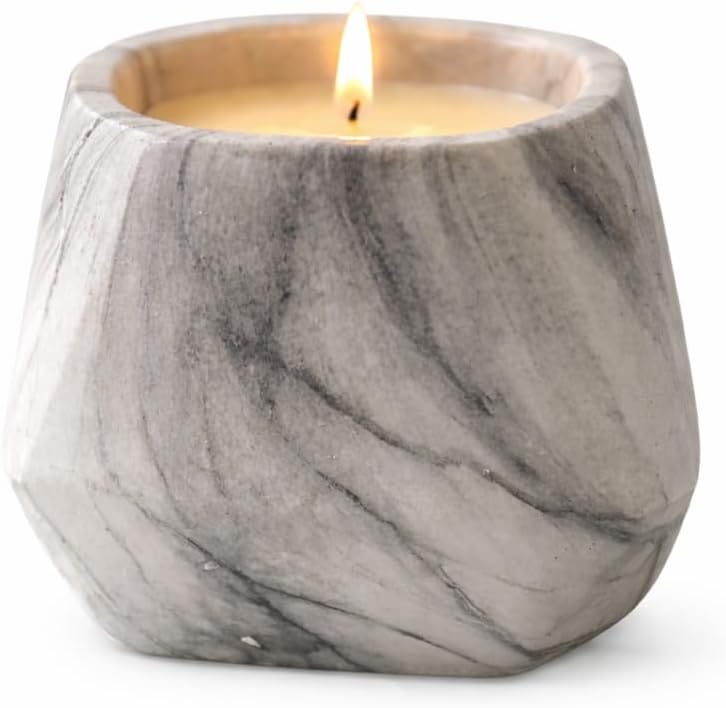 Marbled Prism Bowl Candle in Grey, 10 Oz by Aria Home