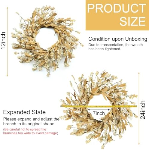 artgar fall wreath, 24 inch fall wreaths for, close-up detail