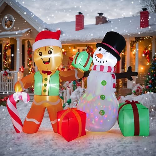 coolwufan 6 ft christmas decorations outdoor inflatables gingerbread shown in use